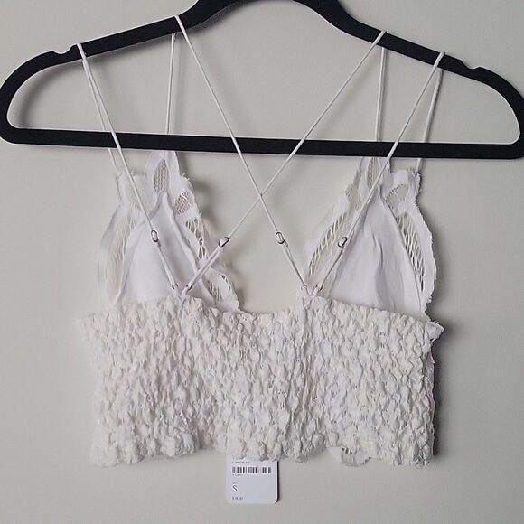 NWT Free People White S Adella Bralette Crop Top Crochet Embroider Lace Eyelet - Picture 5 of 12